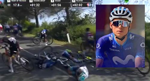 Aparatosa caída de Einer Rubio en la etapa 6 del Giro de Italia